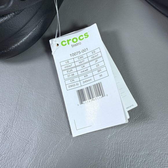 Crocs Bistro Clogs Shoes Unisex Womens 7 Mens 5 Black Slip Resistant Closed Toe - Picture 8 of 12